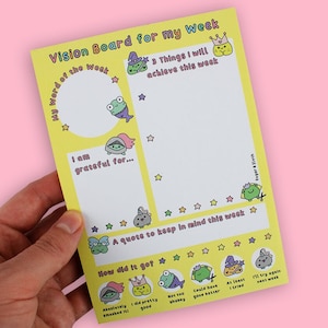 Vision Board For My Week Fairy Tale Frog A6 Notepad, Self Care Notepad, Cute Notebook, Mental Health Notepad, Gratitude notepad, kawaii frog