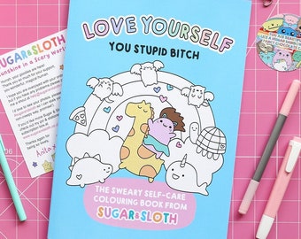 The Sweary Self-Care 36 page Bumper Colouring Book by Sugar & Sloth