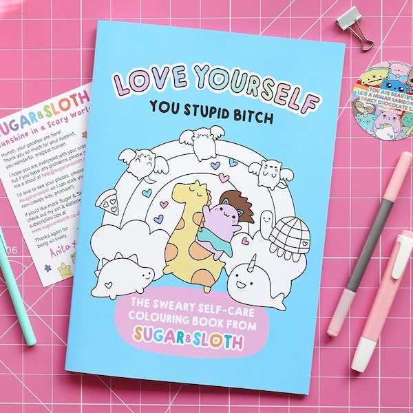 The Sweary Self-Care 36 page Bumper Colouring Book by Sugar & Sloth