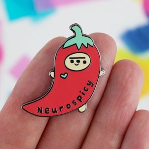 Neurospicy Enamel Pin, Cute Enamel Pin, Neurodiversity Pin, Neurodivergent Enamel Pin, ADHD enamel pin, autism button, autistic pride badge