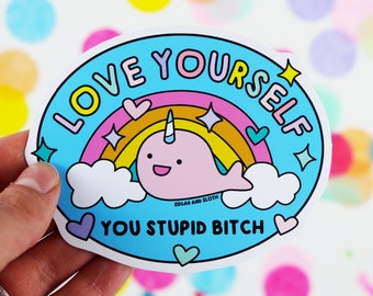 Love yourself feminist vinyl sticker, kawaii stickers, laptop stickers, vinyl stickers, cute stickers, funny stickers, sticker pack
