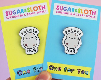 One for You, One for Me, Potato Hug Set of Two Enamel Pins, Cute Couples Gift, Enamel Pin Couples, Secret Admirer Gift, Potato Gift