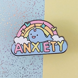 Mental health pin, Anxiety enamel pin, anxiety jewelry, rainbow enamel pin, introvert enamel pin, self care gift, Anxiety pin, awareness