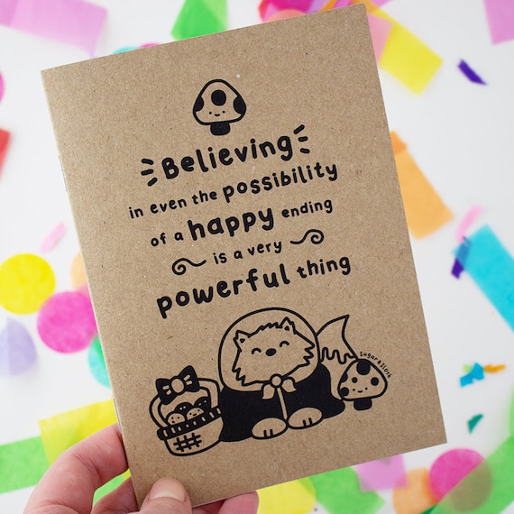 Believe in Happy Endings A6 Blank Inside Notebook, Cute Handmade Notebook,  Cute Notebook Kawaii, Mini Sketch Book, Mini Sketchbook 