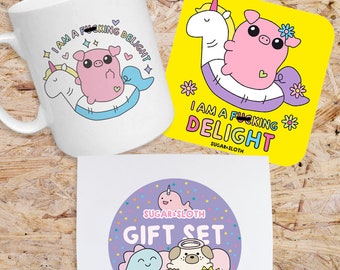 Funny mug, I am a delight, best friend gift, funny mug gift set, funny coaster, Cute funny gift set, gift for best friend, gift for sister