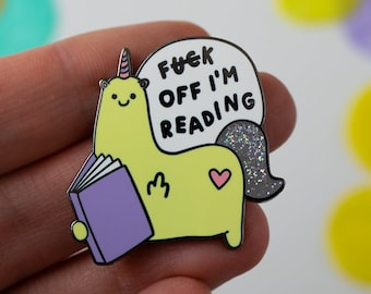 Cute Enamel Pin for Book Lovers, cute enamel pin, I'm Reading Pin, Kawaii pin, gift for book lovers, unicorn pin, bookworm pin, book gift