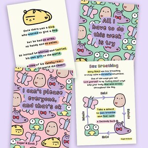 Ensemble de cartes postales limaces d'amour de soi, ensemble d'affirmations, cartes postales d'affirmation de soi, carte postale de motivation, carte postale positive, affirmations d'amour de soi