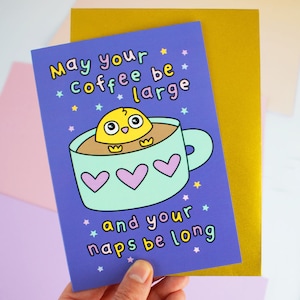 Que votre café soit copieux et que vos siestes soient longues Carte de voeux, Cadeau pour amateur de café, Cartes de soins personnels, Carte pour amateur de café
