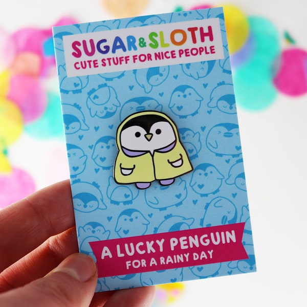 Troy the Lucky Penguin Enamel Pin, cute enamel pin, penguin enamel pin, cute pin, kawaii pin