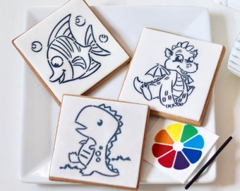 Paint Your Own Fish, Dragon & Dinosaur Cookies | PYO Animal Biscuits | Party Bags | Favours