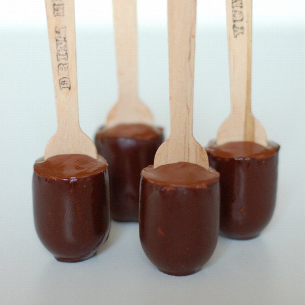 4 Hot Chocolate Spoons / Chocolate Stirers / Vegan Chocolate Spoon