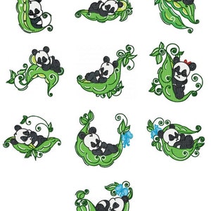 Sweet Pea Baby Panda Embroidery Design Zip File Download