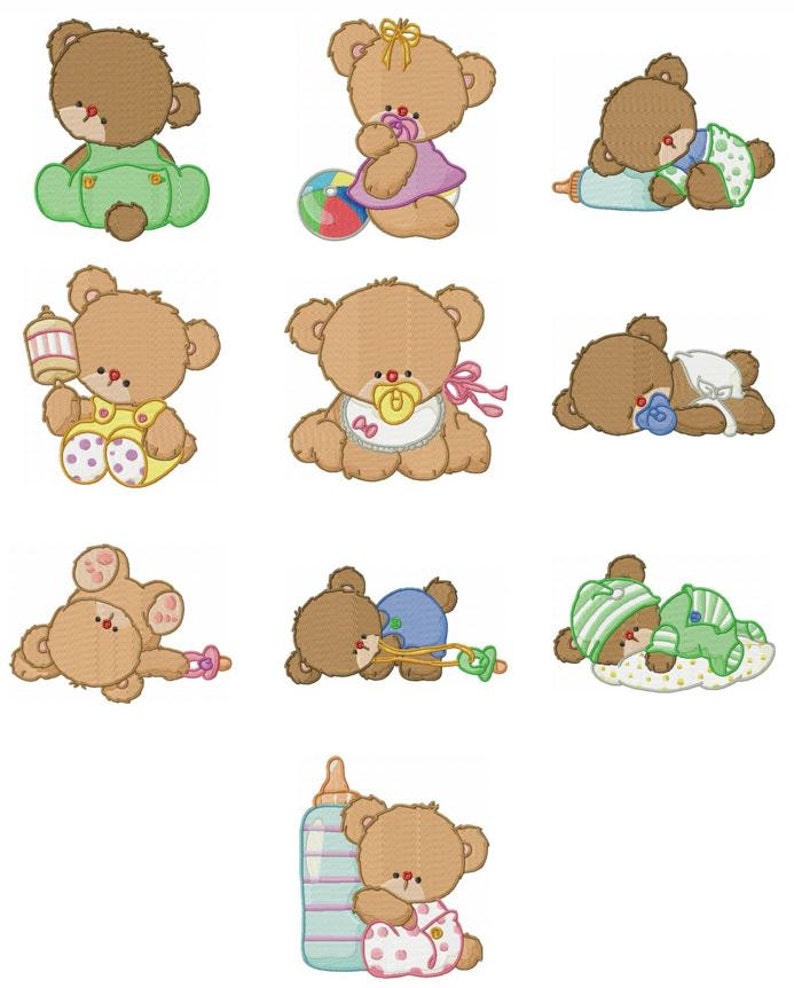 Baby Bear Embroidery Design Zip File Download Etsy