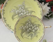 Paragon Pale Lemon Teacup and Saucer Set To The Bride, Wedding Gift, English Bone China Tea Cup Set