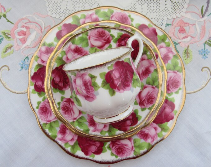 Royal Albert Old English Rose Teacup Quad Teacup Saucer Etsy