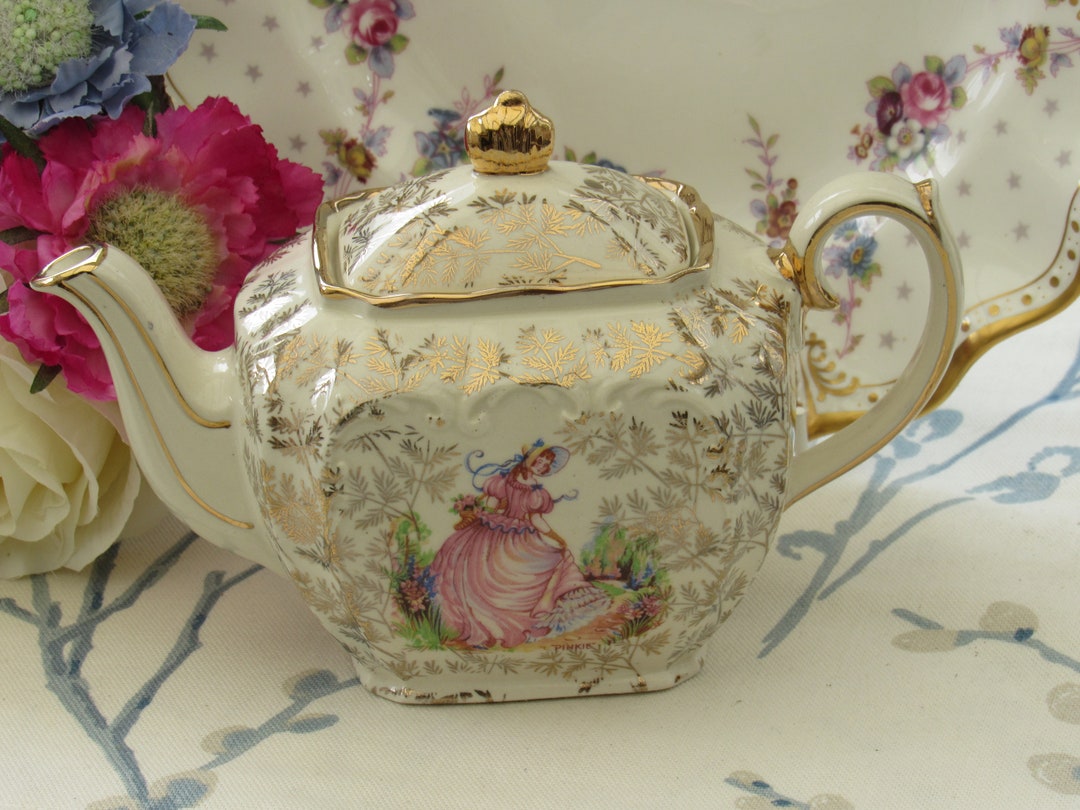 Vintage Sadler Pinkie Small Cube Teapot Gilded Two Cup Teapot Etsy