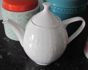 Geometric White Bone China Teapot