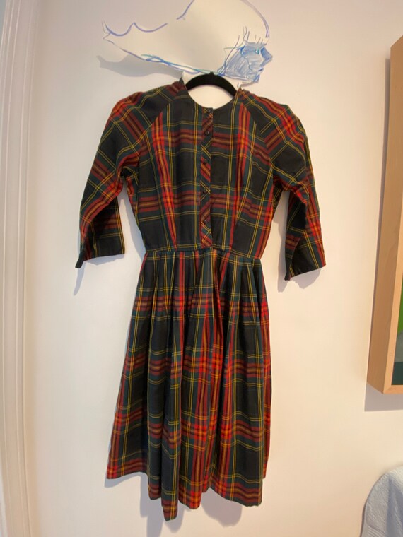 Vintage High Waisted Plaid Dress - image 3