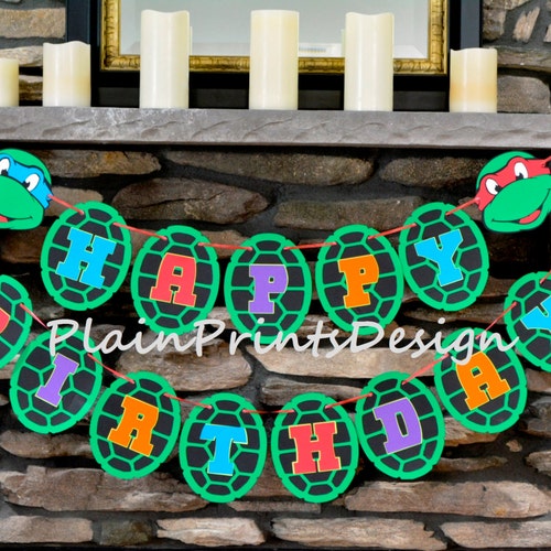 Teenage Mutant Ninja Turtle Inspired Happy Birthday Banner Etsy teenage-mutant-ninja-turtle-inspired-happy-birthday-banner-etsy