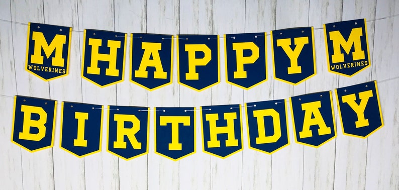 University of Michigan Wolverine Birthday Banner | Etsy