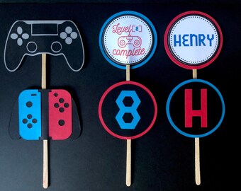 Video Game Cupcake Toppers, Birthday Party Decor