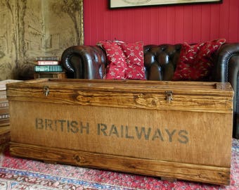 Industrial Vintage Rustic Trunk Chest Coffee Table Storage Box | Reclaimed Wood | Handmade To Order | Customisable