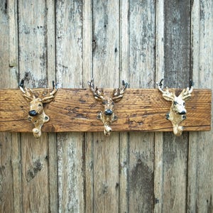 Vintage Stag Coat Rack Hooks Rustic Wood Sustainable Home Wall Decor Made To Order Any Length Xmas Dad Men's Gift image 1