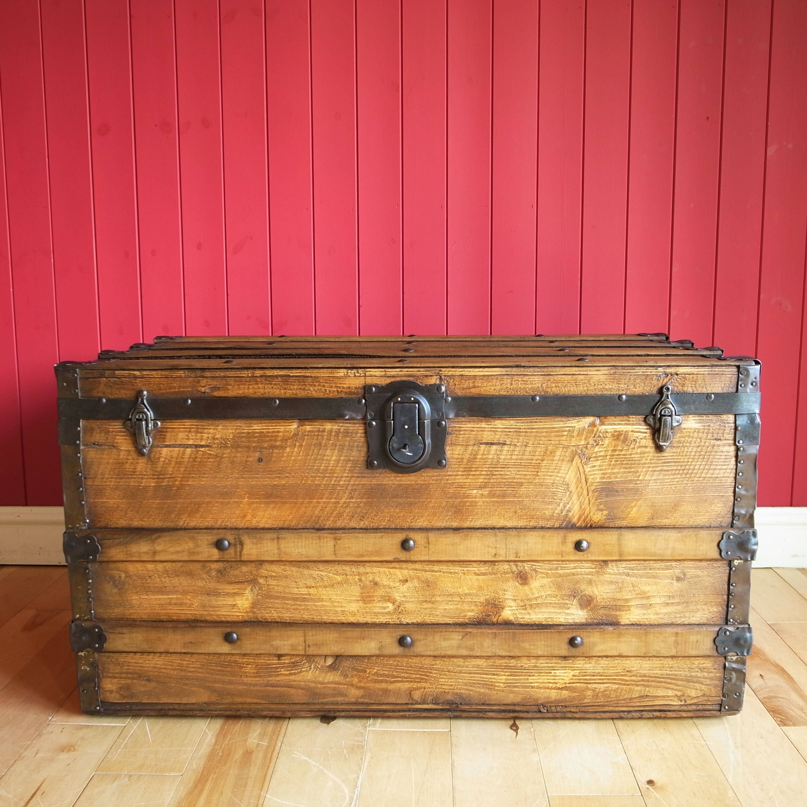 old wooden travel trunks