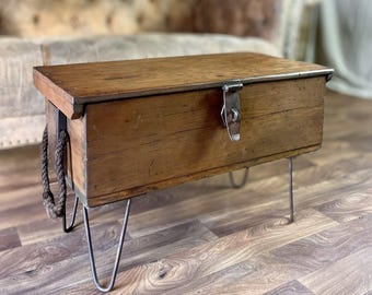 Vintage Military Chest Coffee Table TV stand: Restored Beech & Oak Chest
