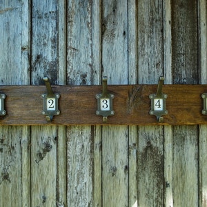 Vintage School Cloakroom Numbered Coat Hooks Coat Rack Rustic Wood Sustainable Home Gift Wall Decor Made To Order Any Length image 3