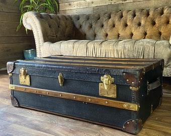 Antique Luxury 1920's French Steamer Cabin Trunk Chest Coffee Table