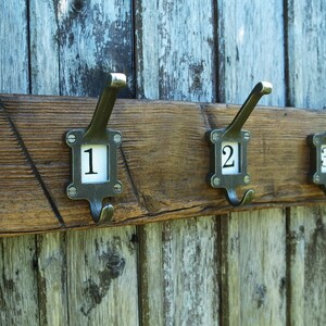 Vintage School Cloakroom Numbered Coat Hooks Coat Rack Rustic Wood Sustainable Home Gift Wall Decor Made To Order Any Length image 4