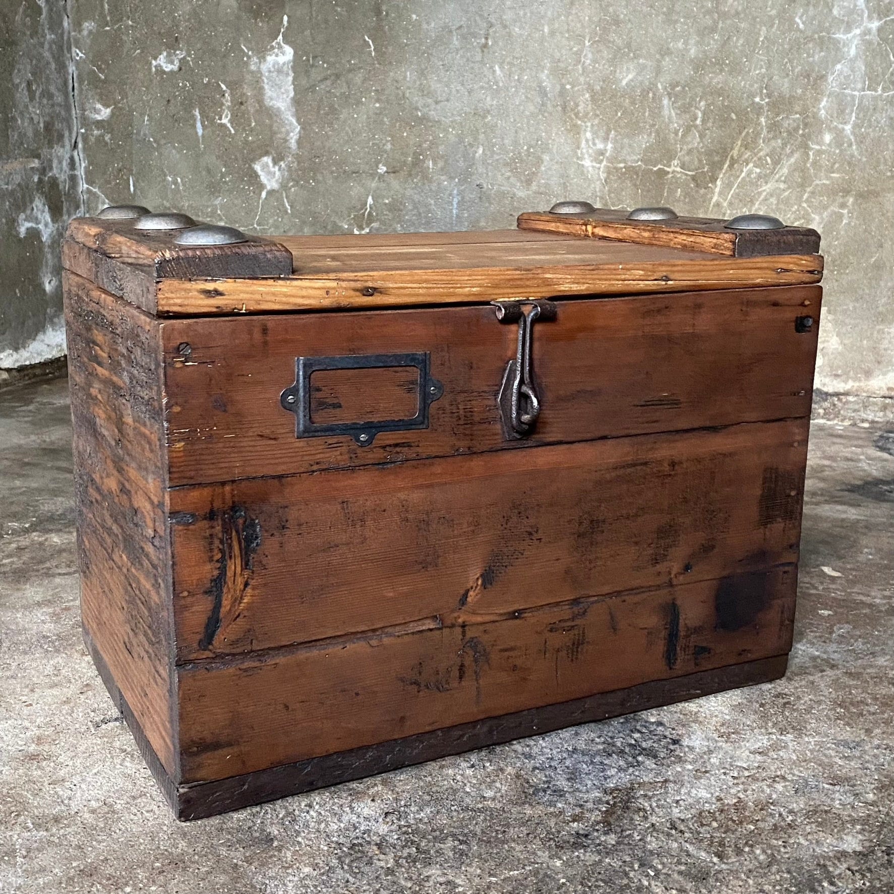 ANTIQUE Industrial Wooden Trunk Chest, Table, TV Stand Upcycled