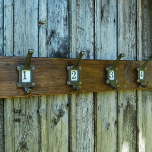 Vintage School Cloakroom Numbered Coat Hooks Coat Rack Rustic Wood Sustainable Home Gift Wall Decor Made To Order Any Length image 2