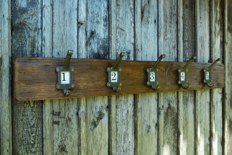 Vintage School Cloakroom Numbered Coat Hooks Coat Rack Rustic Wood Sustainable Home Gift Wall Decor Made To Order Any Length image 2