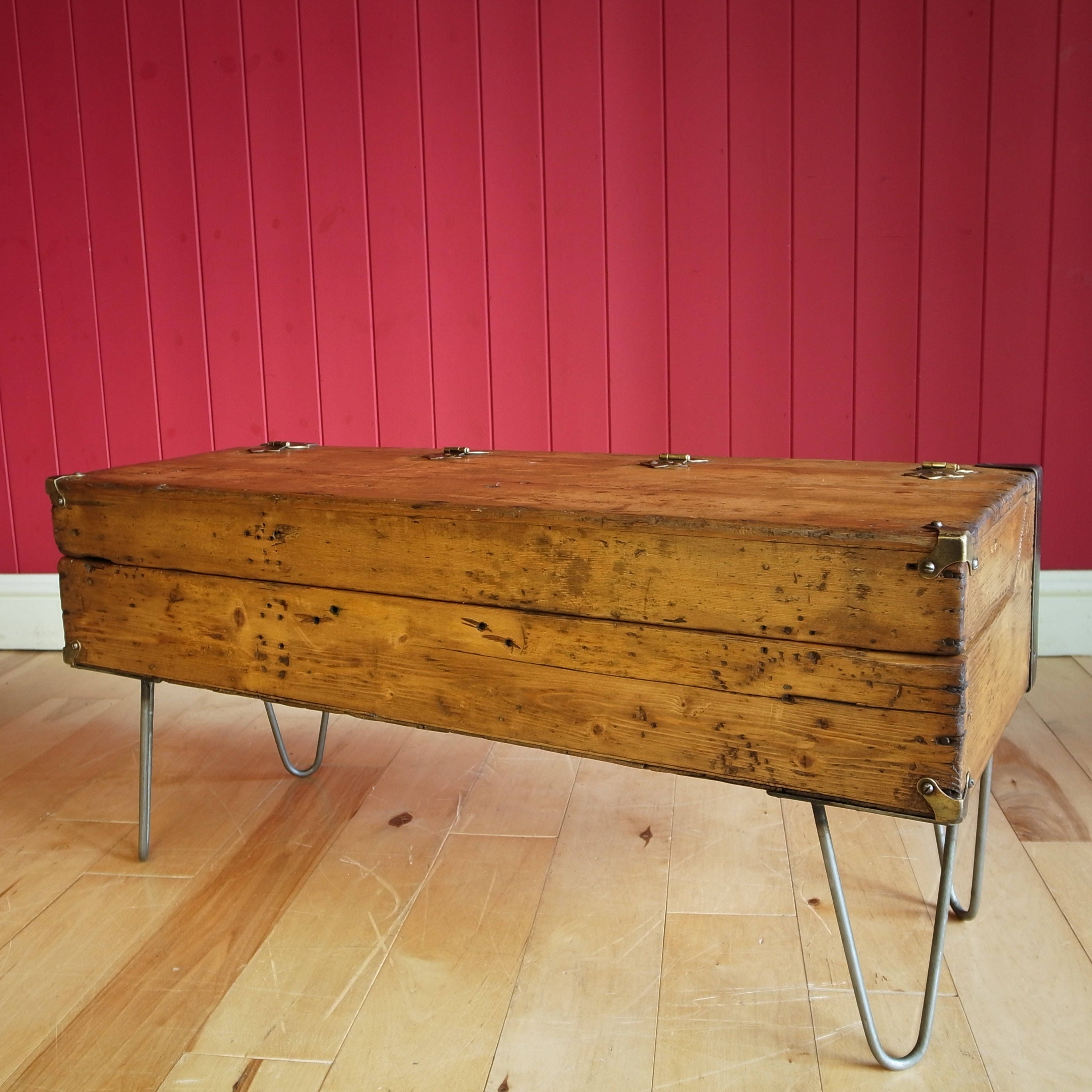 Reclaimed Wooden Chest Coffee Table Vintage Industrial Tool Chest