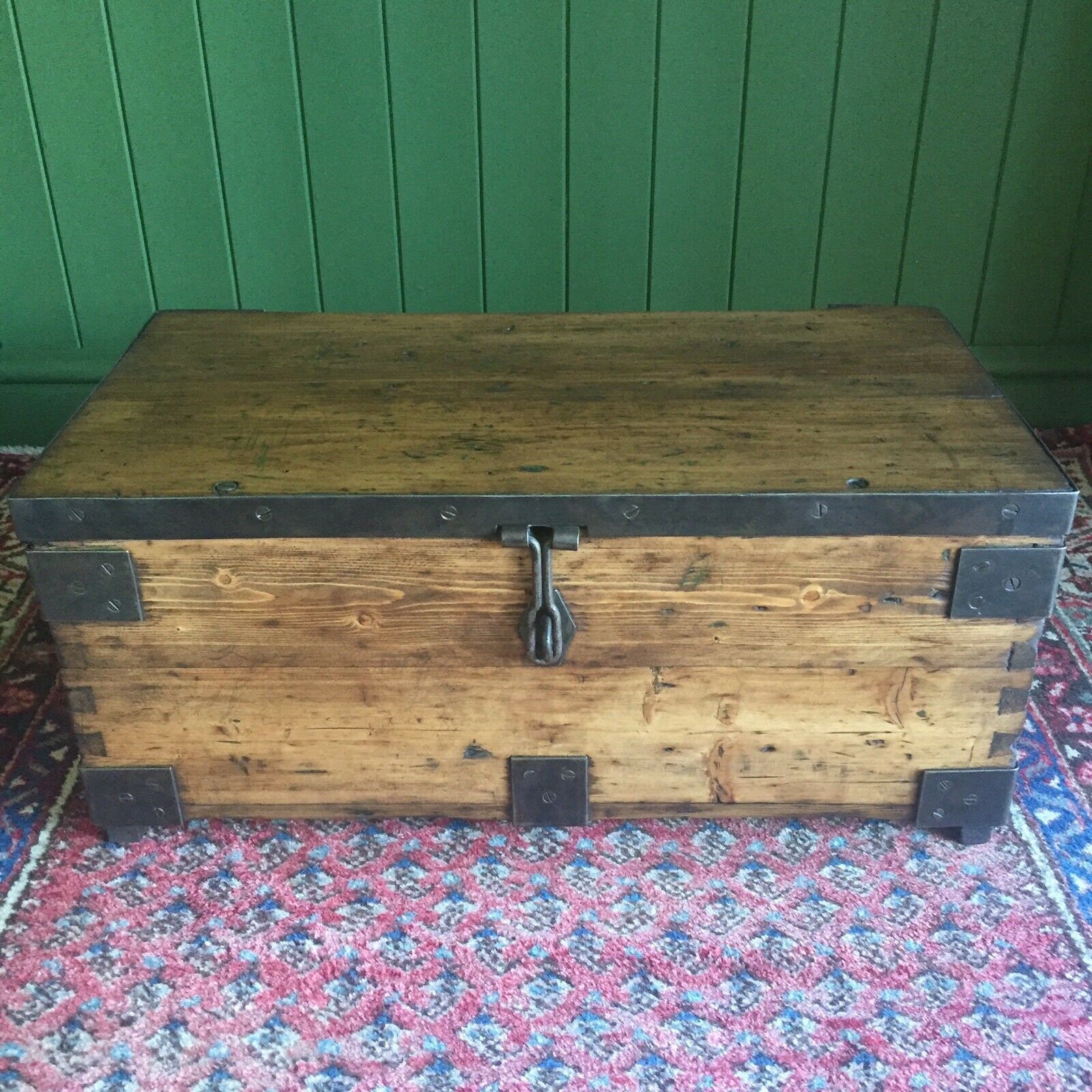 Reclaimed Vintage Military Chest Old Rustic Industrial Pine Trunk