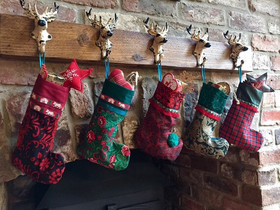 Vintage Christmas Stocking Holder Fireplace Hanger Stag Hook Etsy