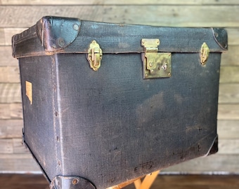 ANTIQUE Luggage Trunk, Storage Chest, Hat Box & Key