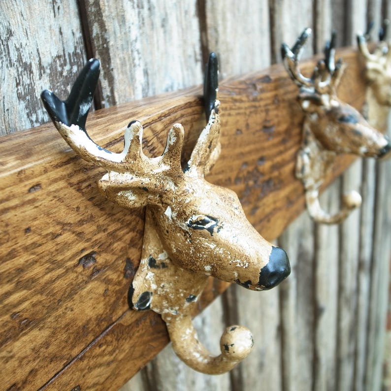 Vintage Stag Coat Rack Hooks Rustic Wood Sustainable Home Wall Decor Made To Order Any Length Xmas Dad Men's Gift image 2