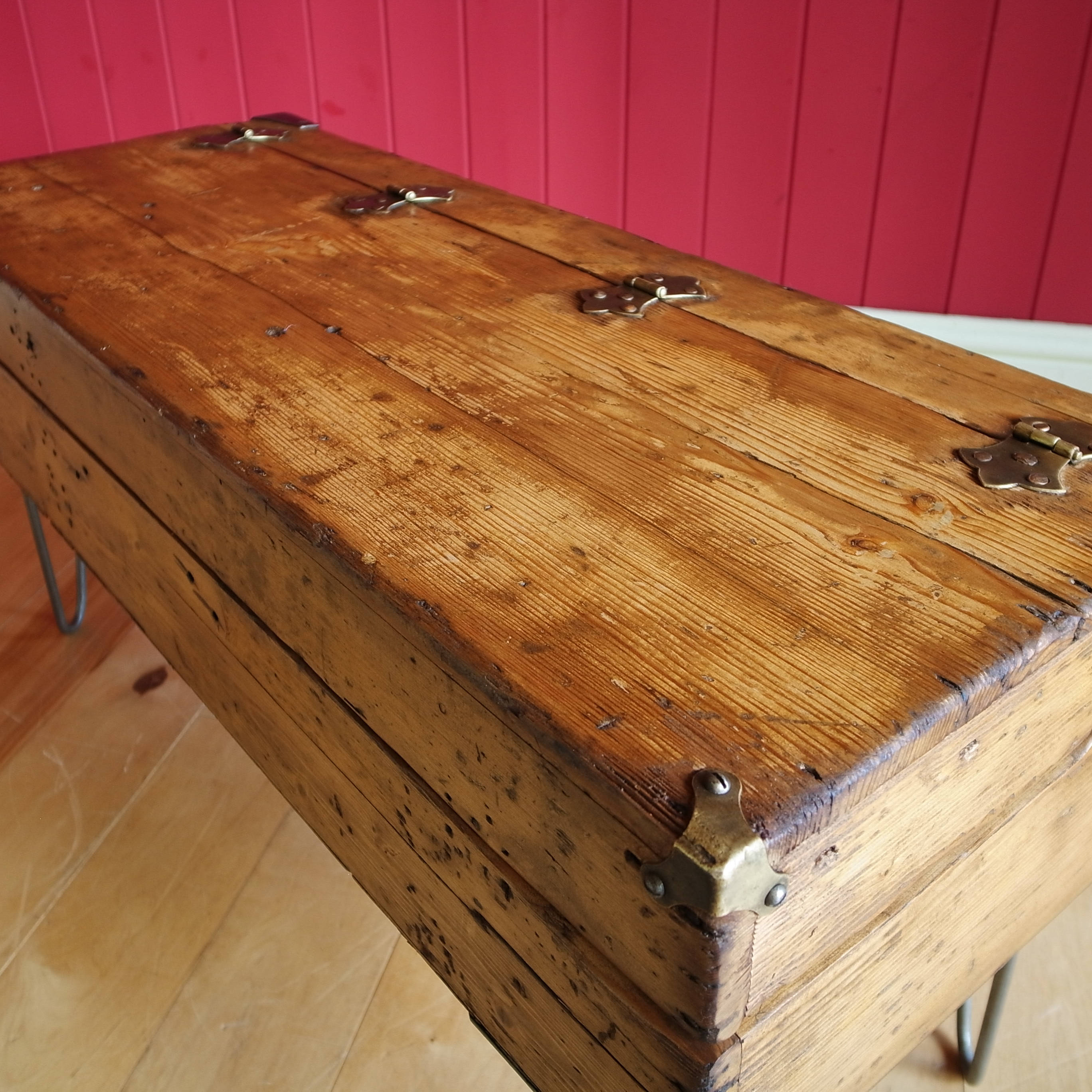 Reclaimed Wooden Chest Coffee Table Vintage Industrial Tool Chest
