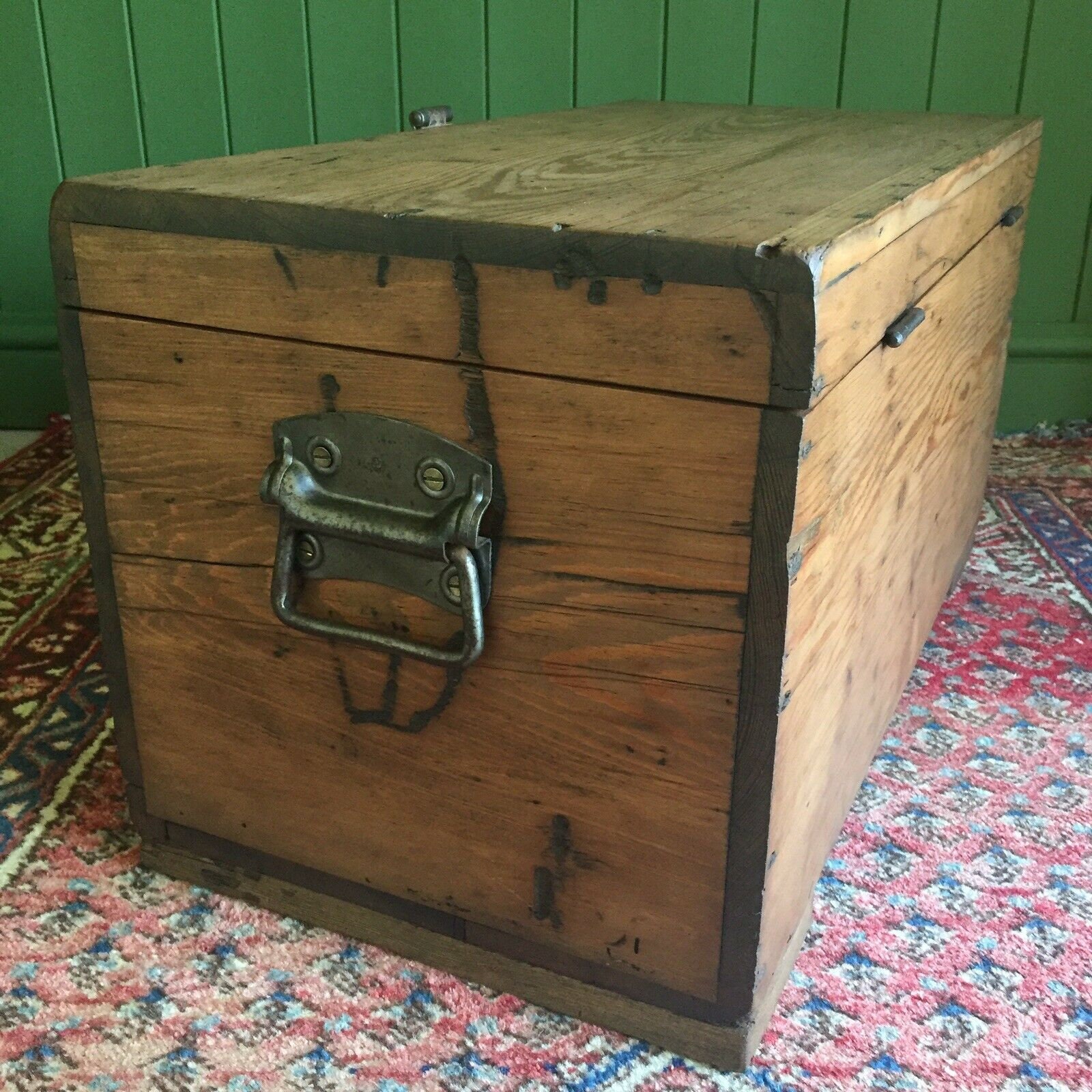Reclaimed Vintage Wooden Chest Old Rustic Industrial Storage Trunk Pine