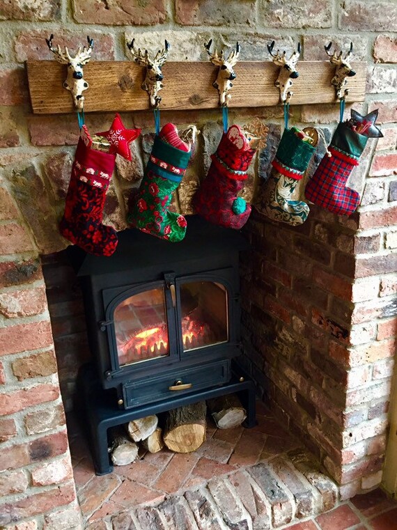Vintage Christmas Stocking Holder Fireplace Hanger Stag Hook Etsy