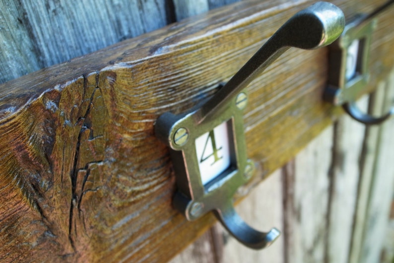 Vintage School Cloakroom Numbered Coat Hooks Coat Rack Rustic Wood Sustainable Home Gift Wall Decor Made To Order Any Length image 5