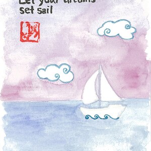 Dreams Set Sail Original Aquarell & Tuschemalerei