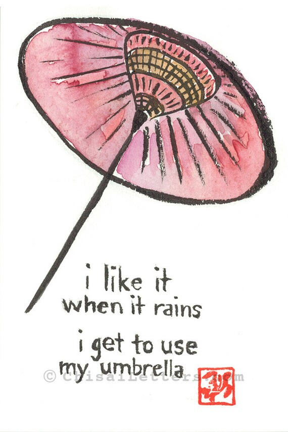 Japanese Umbrella Original Watercolor & Ink Painting Etsy