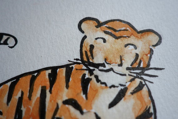 コリンシアン Tiger Beer アンリ　希少品 レア Chinese Zodiac Tiger Original Watercolor & Ink Painting - Etsy