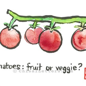 Kirschtomaten Original Aquarell & Tuschemalerei