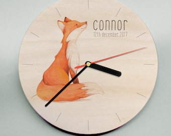 Fox Clock / Woodland Clock / Childs Clock / Personalised Clock / Mr Wolfe Clocks / Personalized Clock / Cute Clock / Nursery Clock