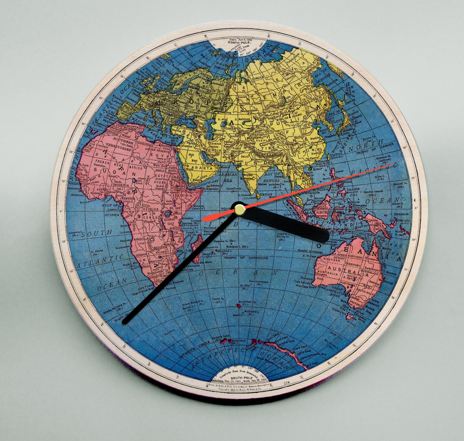 World Map Clock / Atlas Clock / Personalised Clock / Modern Etsy